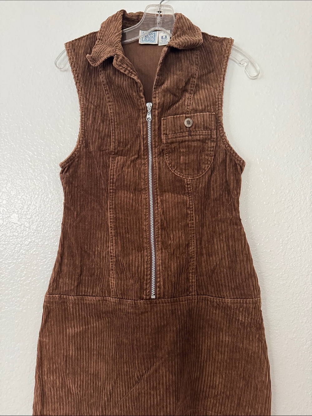2/$10 Canyon River Blues Brown denim Corduroy Tank with Zip Front dress